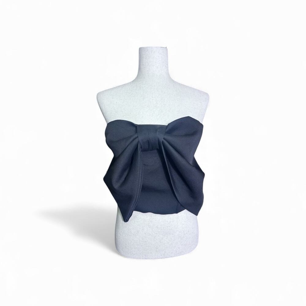 NWT La Ros Black Strapless Top with Big Bow Size Large 1089